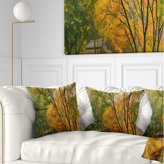 Designart Canopy of Maple Trees in Fall - Floral Photo Throw Pillow - 16x16