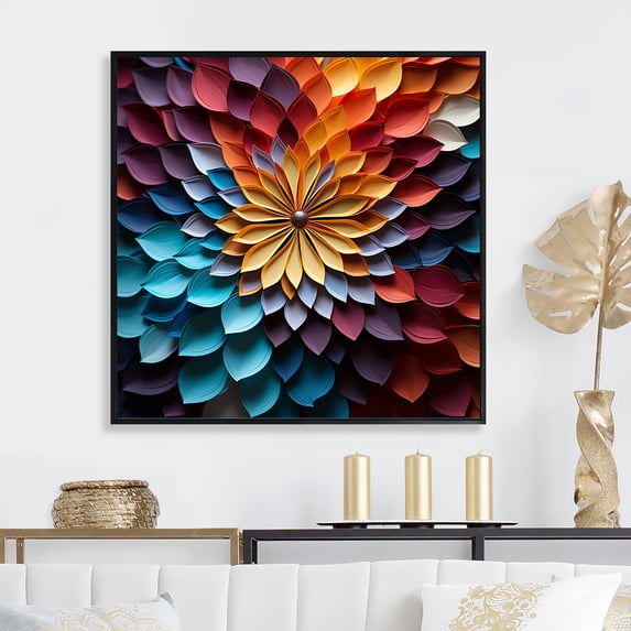 Designart "Canvas Of Azure And Sunshine Souls" Dream catcher Floater Framed Canvas Wall Art