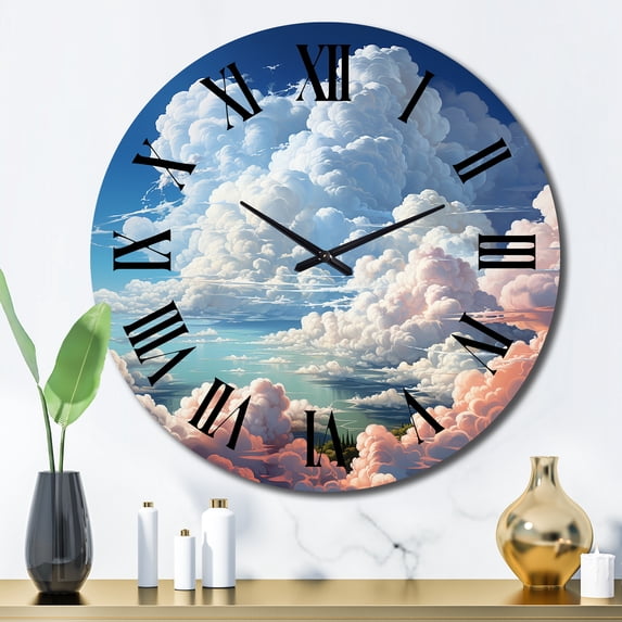 Designart "Canvas of the Skies Cloudy Artistry X" Landscapes Oversized Wall Clock
