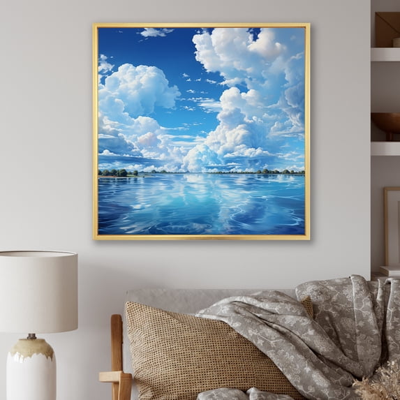 Designart "Canvas of the Skies Cloudy Artistry XI" Nautical & Beach Floater Framed Wall Decor