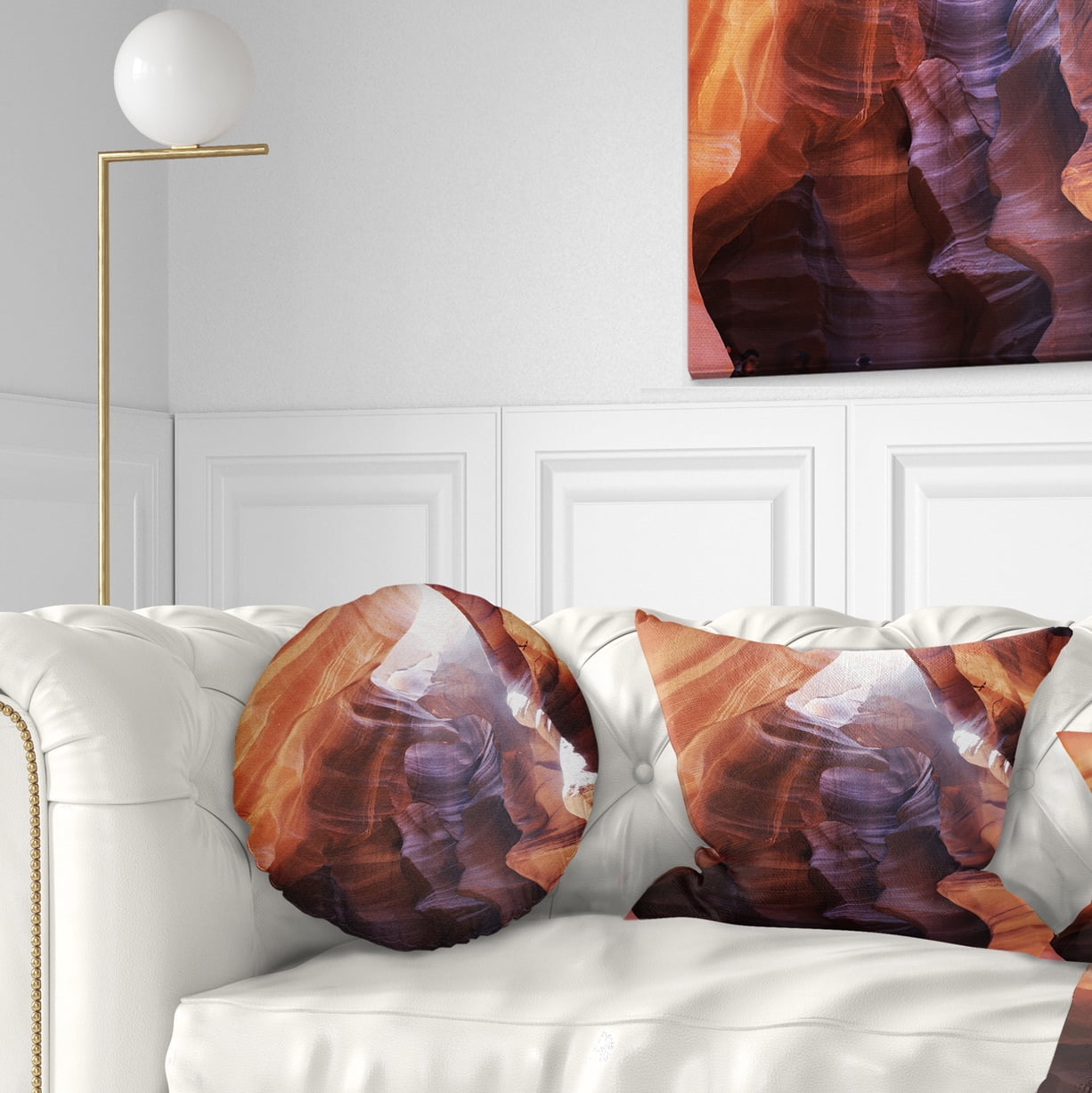 Designart Canyon Antelope with Purple Sunlight - Modern Landscape Printed Throw Pillow - 12x20