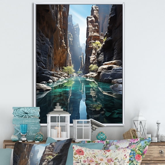 Designart "Canyon Depths" Landscape & Nature Floater Framed Wall Decor