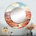 thumbnail image 1 of Designart "Canyon Drift In Desert Dreams" Minimalism Peach Large Round Mirror - Round Bedroom Mirror Wall Decor - Modern Round Printed Mirror - 36" x 36", 1 of 6
