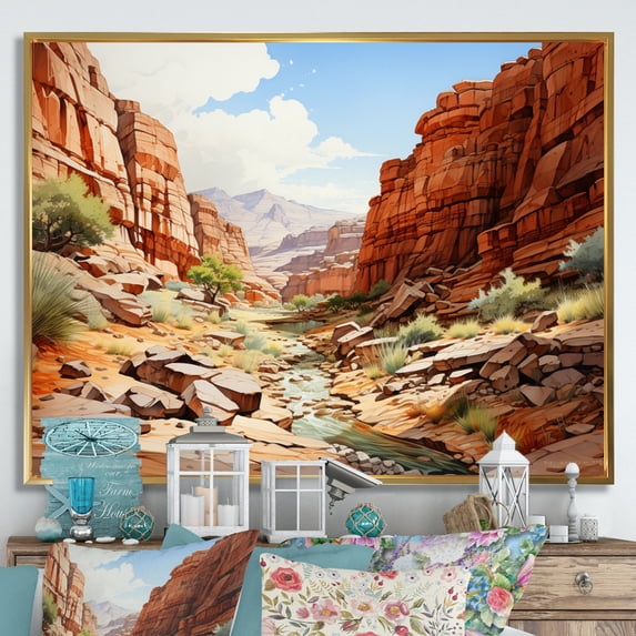 Designart "Canyon Euphony" Landscapes Floater Framed Wall Art Living Room
