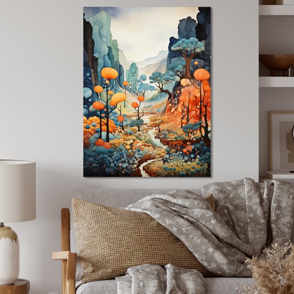 Designart "Canyon Landscape Painting IV" Floral Metal Art Print