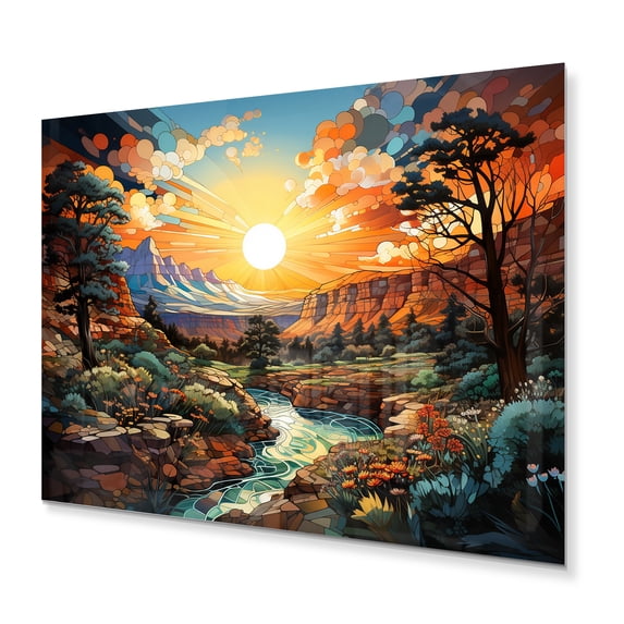 Designart "Canyon Luminosity Painting II" Landscapes Metal Wall Art