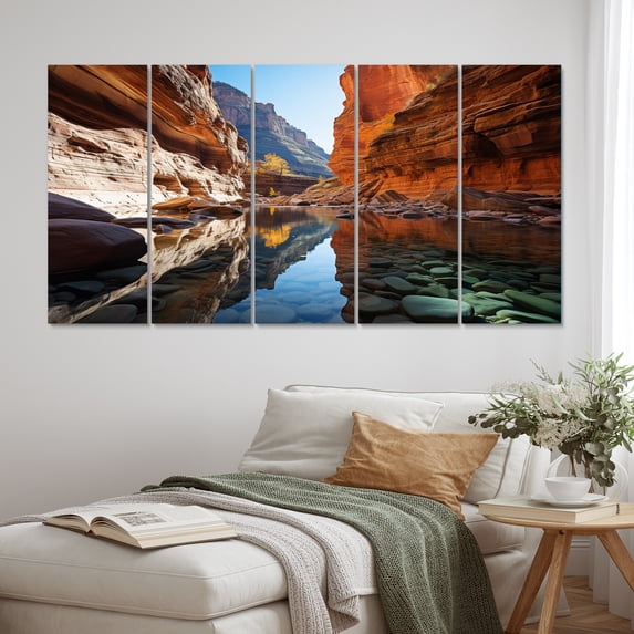 Designart "Canyon Magic Stream" Landscapes Metal Art Print Set