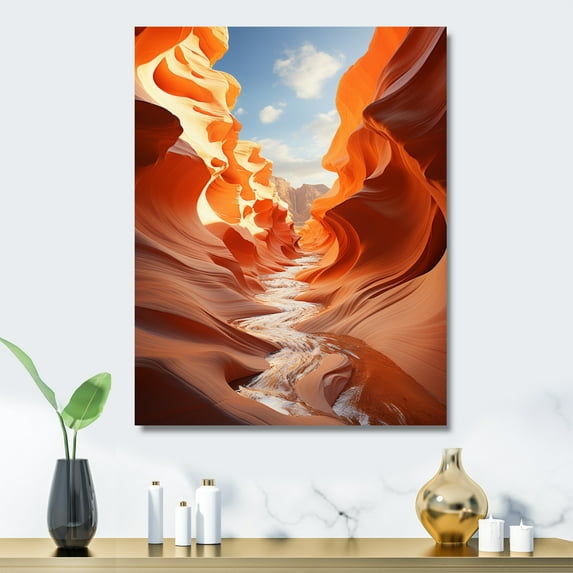 Designart "Canyon Mirage Beige Blue art painting II" Canyon Metal Wall Decor