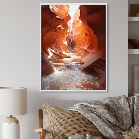 Designart "Canyon Mirage Beige Orange art painting" Landscape & Nature Floater Framed Canvas Print
