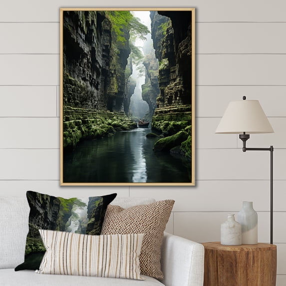 Designart "Canyon Picture Enchanted Ravine" Landscape & Nature Floater Framed Canvas Wall Art