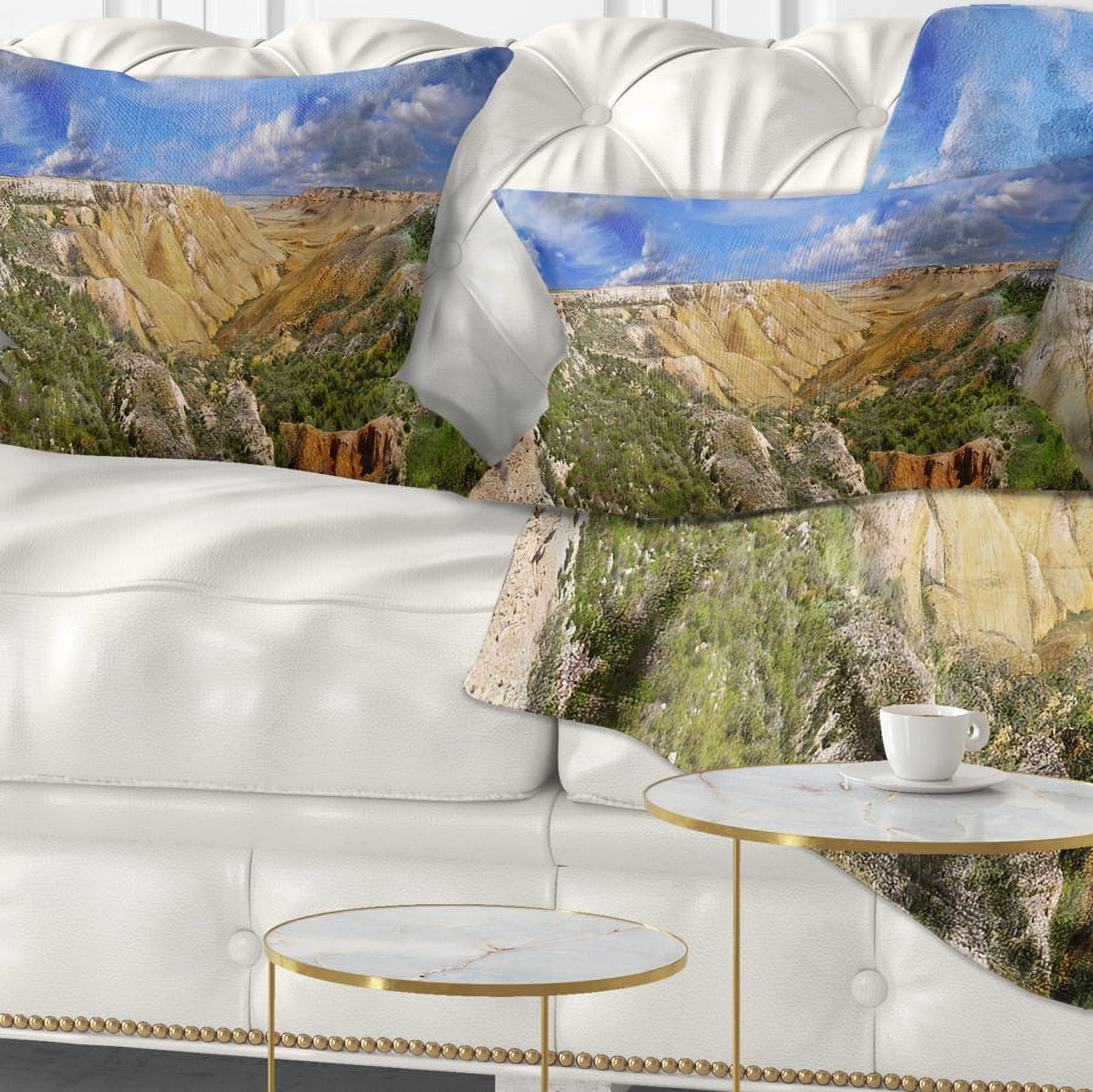 Designart Canyon on Slopes of Plateau Ustyurt - Landscape Printed Throw Pillow - 12x20