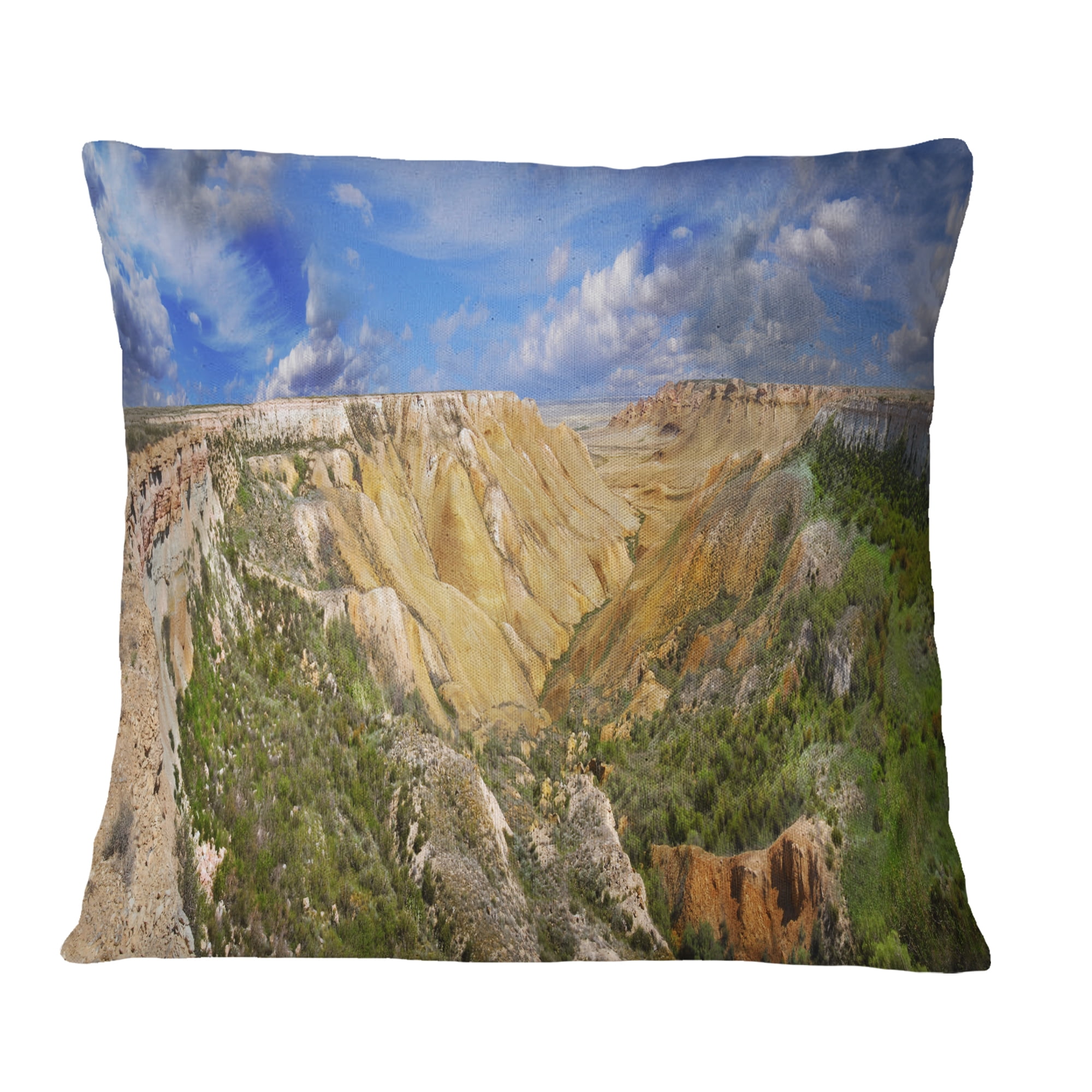 Designart Canyon on Slopes of Plateau Ustyurt - Landscape Printed Throw Pillow - 16x16