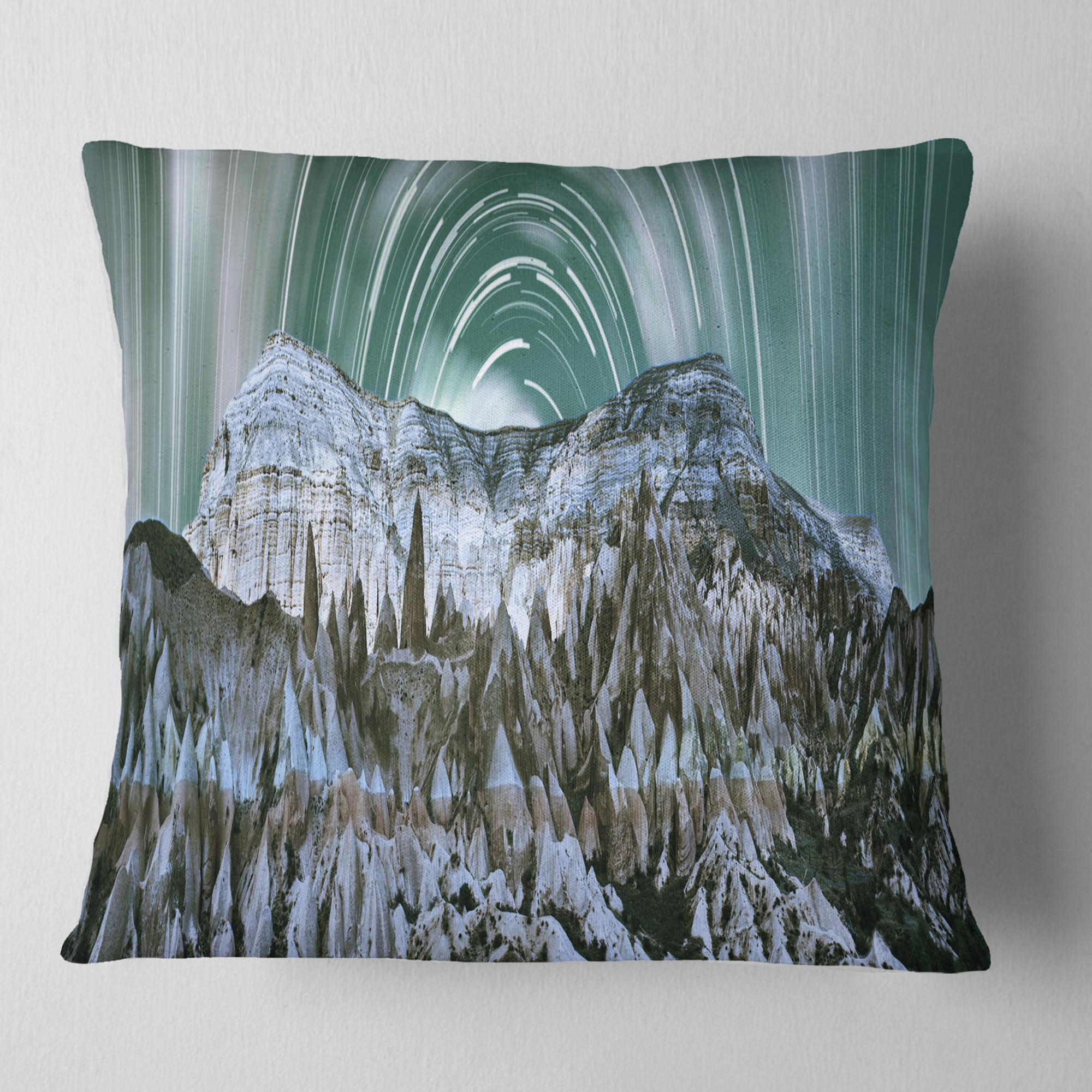 Designart Cappadocia Valley Panoramic View - Landscape Printed Throw Pillow - 16x16