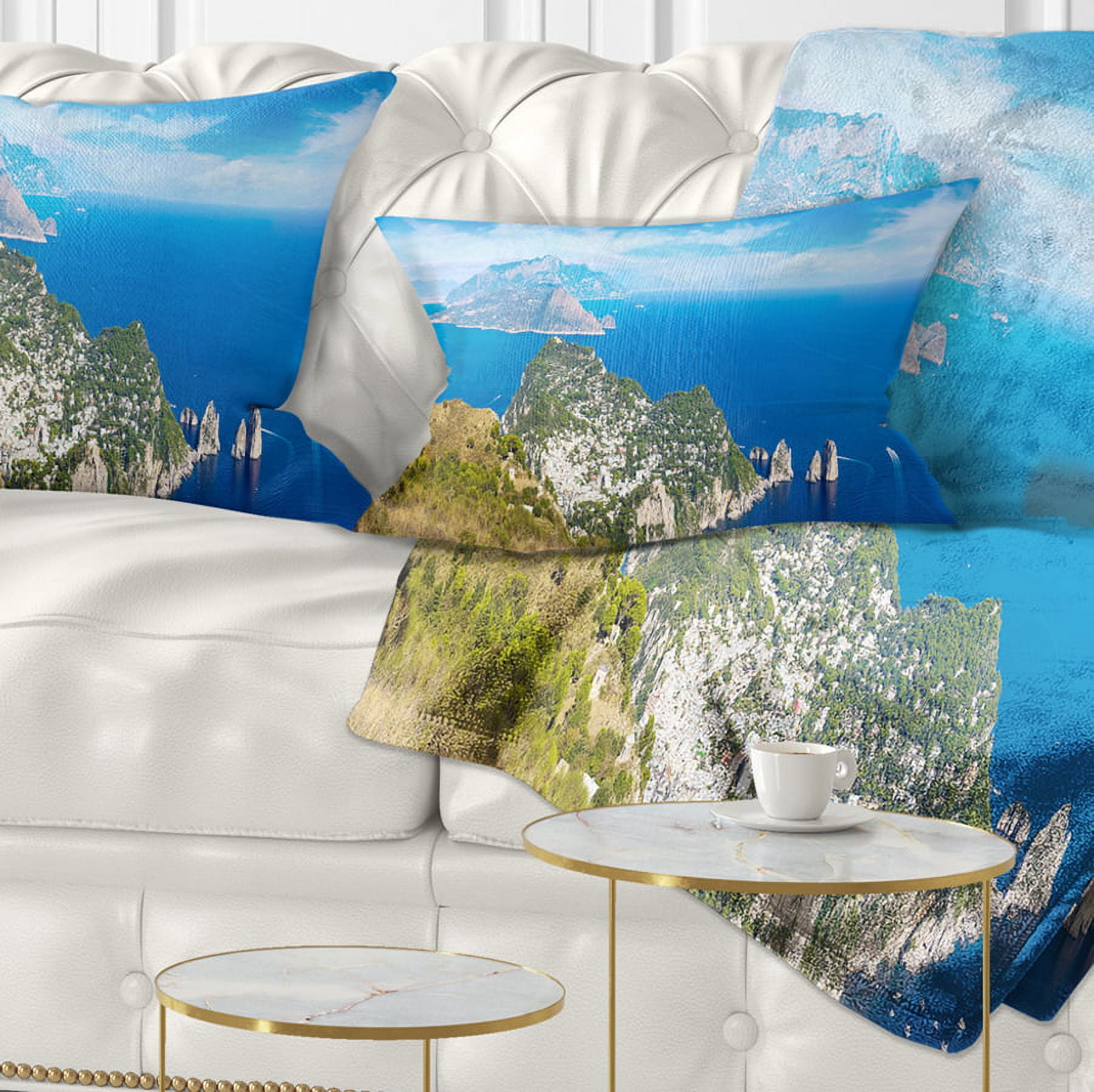 Designart Capri Island in Italy - Photography Throw Pillow - 12x20