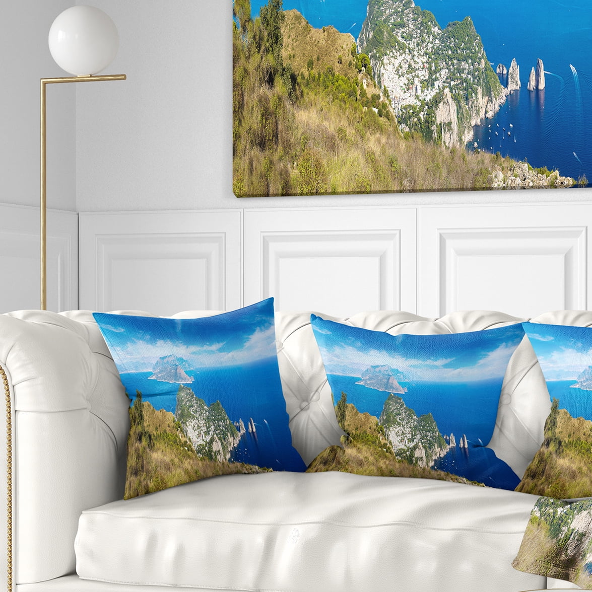 Designart Capri Island in Italy - Photography Throw Pillow - 18x18