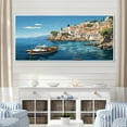 thumbnail image 1 of Designart "Capri, Italy Mediterranean Blue Village III" Extra Large Landscapes Framed Wall Art - Global Blue Landscape Italy Entryway Framed Wall Art, 1 of 7