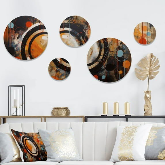 Designart "Captivating Abstract Forms II" Abstract Metal Wall Art Set of 5 Piece