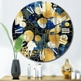 thumbnail image 1 of Designart "Captivating Abstract Pattern with Blue & Golden Textures XXI" Modern Geometric Oversized Wall Clock, 1 of 5