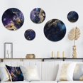 thumbnail image 1 of Designart "Captivating Liquid Ink Gold and Purple II" Abstract Marble Metal Wall Art Set of 5 Piece, 1 of 5