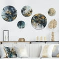 thumbnail image 1 of Designart "Captivating Liquid Ink in Blue and Gold" Abstract Marble Metal Wall Art Set of 5 Piece, 1 of 5