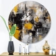 thumbnail image 1 of Designart "Captivating Liquid Ink in Yellow and Grey" Abstract Marble Metal Round Wall Decor, 1 of 5