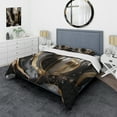 thumbnail image 1 of Designart "Captivating Marble Gold and Black III" Abstract Marble Bedding Covert Set - Modern Gold Abstract Bed Set With 2 Shams, 1 of 6