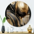 thumbnail image 1 of Designart "Captivating Marble Gold and Black IV" Abstract Marble Metal Round Wall Art Prints, 1 of 5