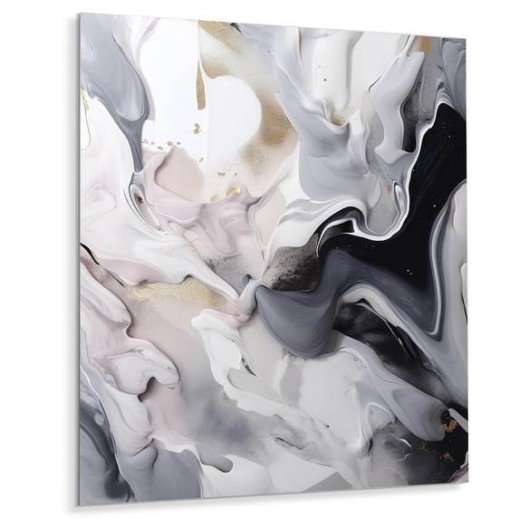 Designart "Captivating Marble White and Grey II" Abstract Marble Metal Wall Art Prints