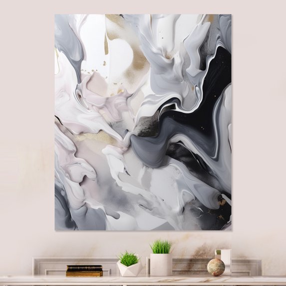 Designart "Captivating Marble White and Grey II" Abstract Marble Metal Wall Art Prints