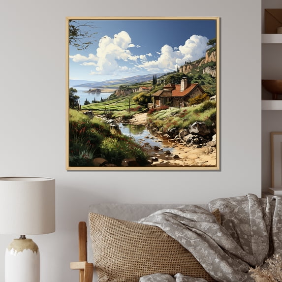 Designart "Captivating Vineyard Scenery" Vineyard Floater Framed Wall Art Living Room