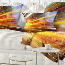 Designart Car Light Trails in Hong Kong - Cityscape Photo Throw Pillow - 12x20