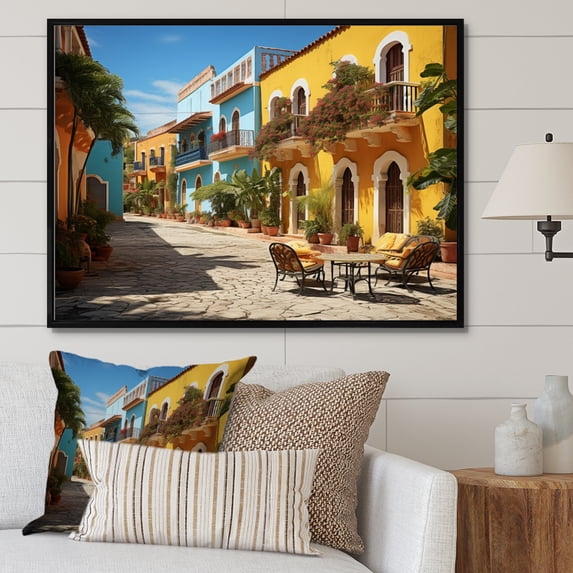 Designart "Caraibe City beauty Photo" Architecture Floater Framed Canvas Wall Art