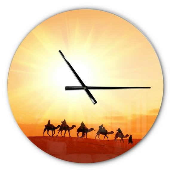 Designart 'Caravan in Sahara Dessert ' Modern wall clock