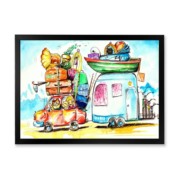 Designart 'Caravans With Family Travel' Farmhouse Framed Art Print