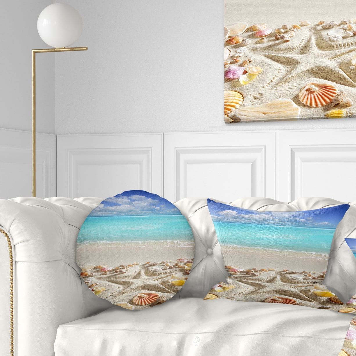 Designart Caribbean Sea Starfish - Beach and Shore Throw Pillow - 12x20