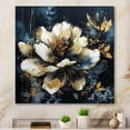 thumbnail image 1 of Designart "Carnation Flower Blue Gold IV" Floral Carnation Metal Wall Decor, 1 of 5