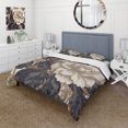 thumbnail image 1 of Designart "Carnation Flower Gold Blue IV" Floral Carnation Bedding Covert Set - Carnations Gold Floral Bed Set With 2 Shams, 1 of 6
