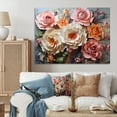 thumbnail image 1 of Designart "Carnations love Ruffles Patchwork" Floral Canvas Art Print, 1 of 5