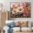 thumbnail image 1 of Designart "Carnations love Ruffles Patchwork" Floral Floater Framed Canvas Art Print, 1 of 7