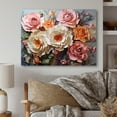 thumbnail image 1 of Designart "Carnations love Ruffles Patchwork" Floral Metal Wall Art, 1 of 5