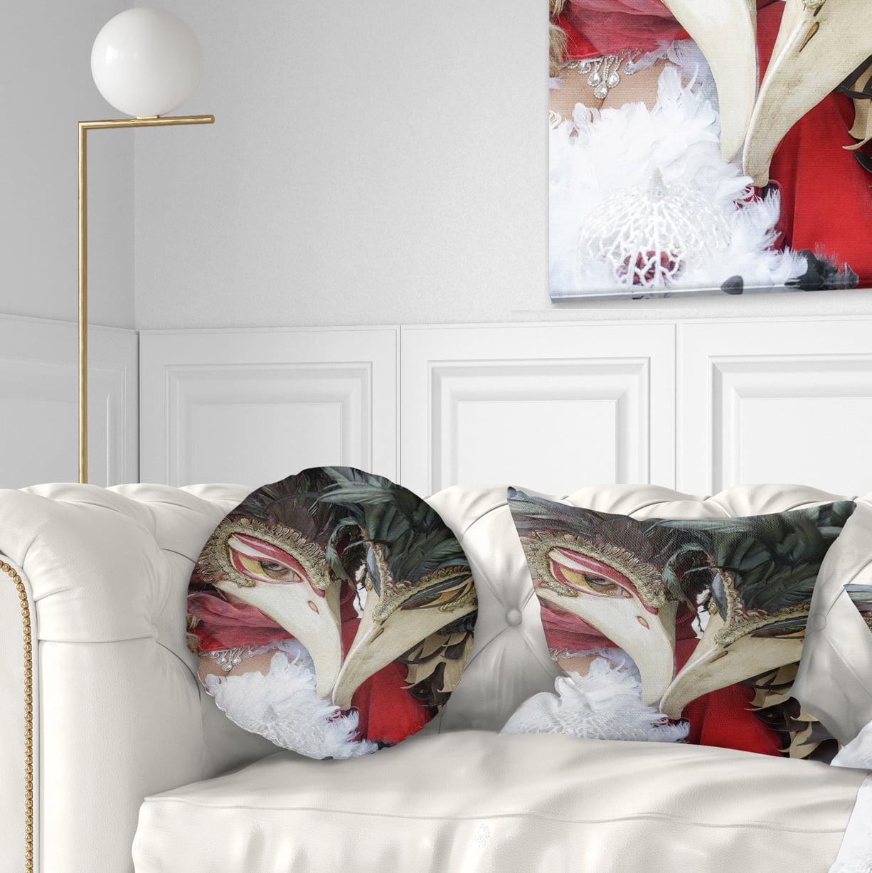Designart Carnival in Venice in Italy - Floral Throw Pillow - 12x20