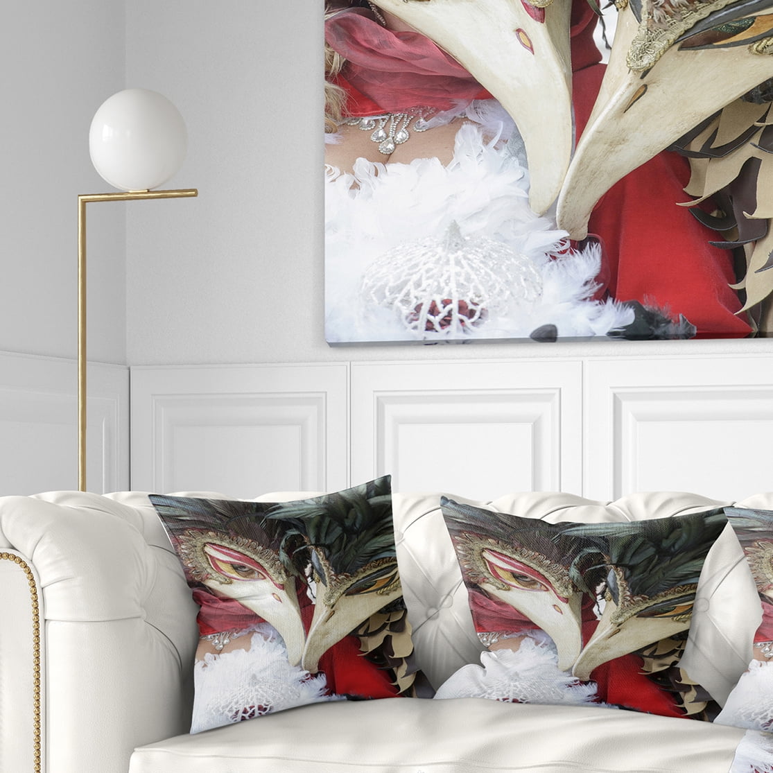Designart Carnival in Venice in Italy - Floral Throw Pillow - 16x16