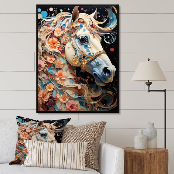 Designart "Carousel Whirling Wonder Painting I" Cityscapes Floater Framed Wall Decor