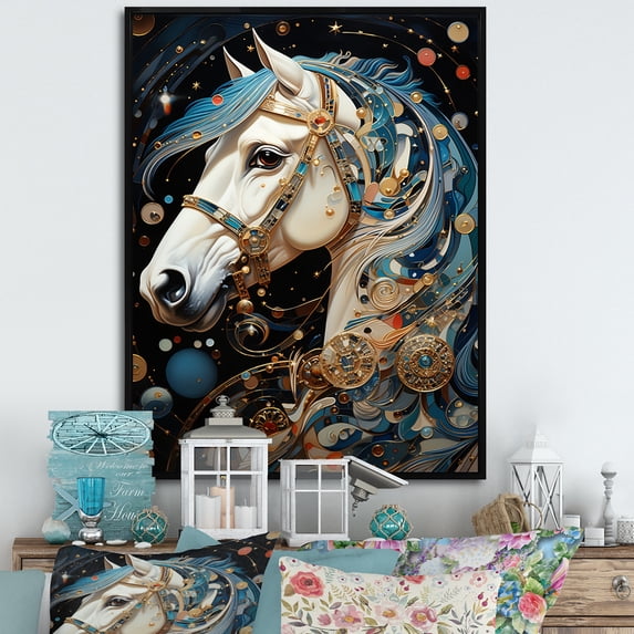 Designart "Carousel Whirling Wonder Painting II" Cityscapes Floater Framed Wall Art Living Room