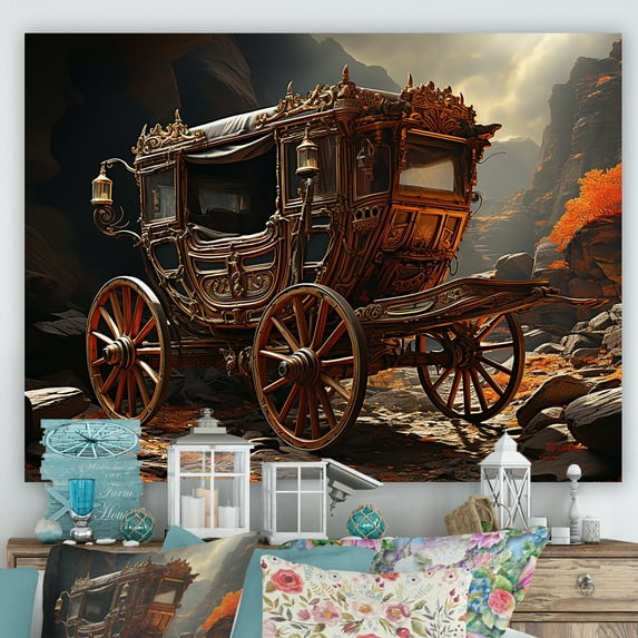 Designart "Cart Adventure Of Fantasy" Old American Cart Wall Art Prints