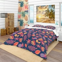 Designart 'Cartoon Tropical Pattern' Tropical Duvet Cover Set