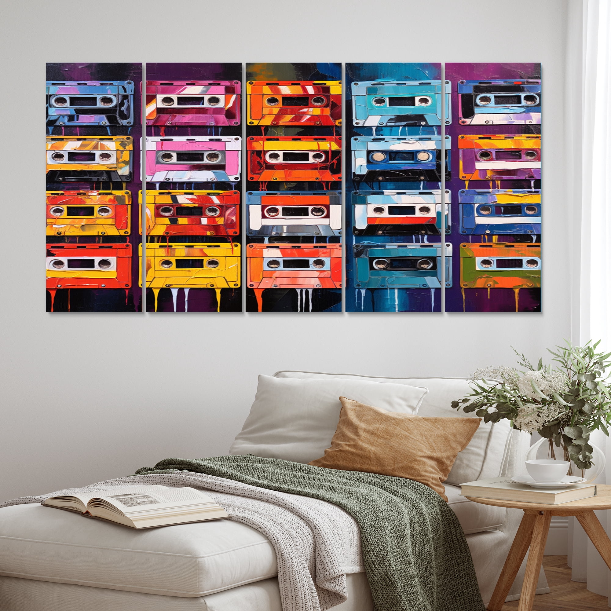 Designart "Cassette Tapes Retro flow III" Music Metal Wall Décor Set ...