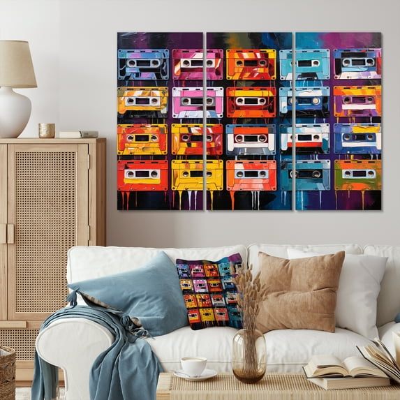 Designart "Cassette Tapes Retro flow III" Music Metal Wall Décor Set