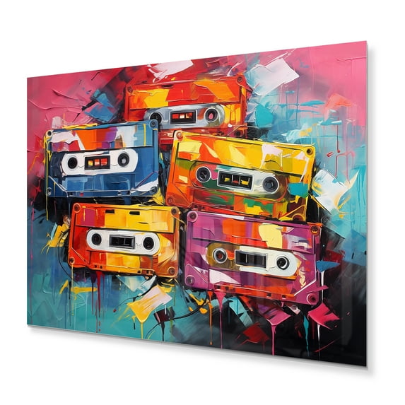 Designart "Cassette Tapes Retro flow IV" Music Metal Wall Decor