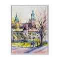 thumbnail image 1 of Designart 'Castel Through The Trees of The Park With Couple Sitting on Bench' Country Framed Canvas Wall Art Print, 1 of 5